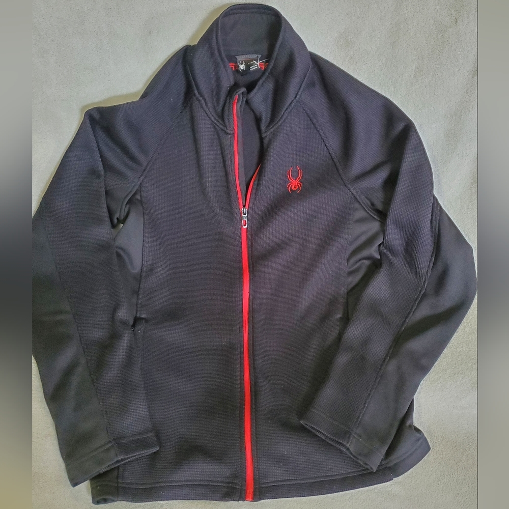 Spyder Full Zip Front Fleece in Black Men's Large Excellent Condition Like New